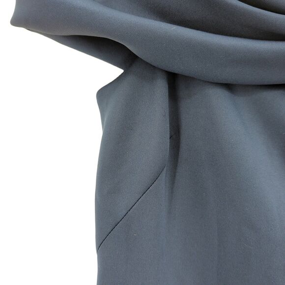 TADASHI SHOJI Women M Snyder Dress Royal Navy Blue Drapes Neoprene Bow NEW FLAW - Picture 6 of 9